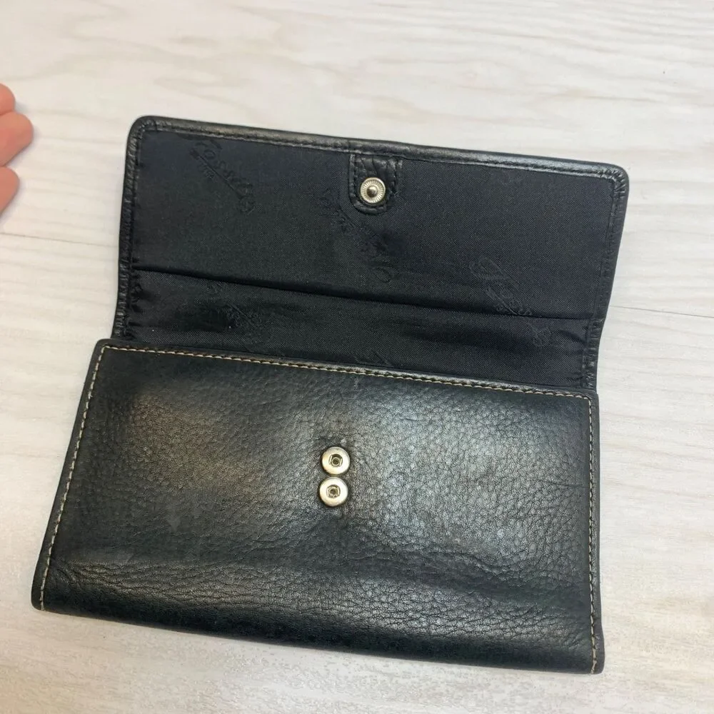 Fossil Women’s Black Leather Wallet Clutch‎ Credit Card Slots Zip